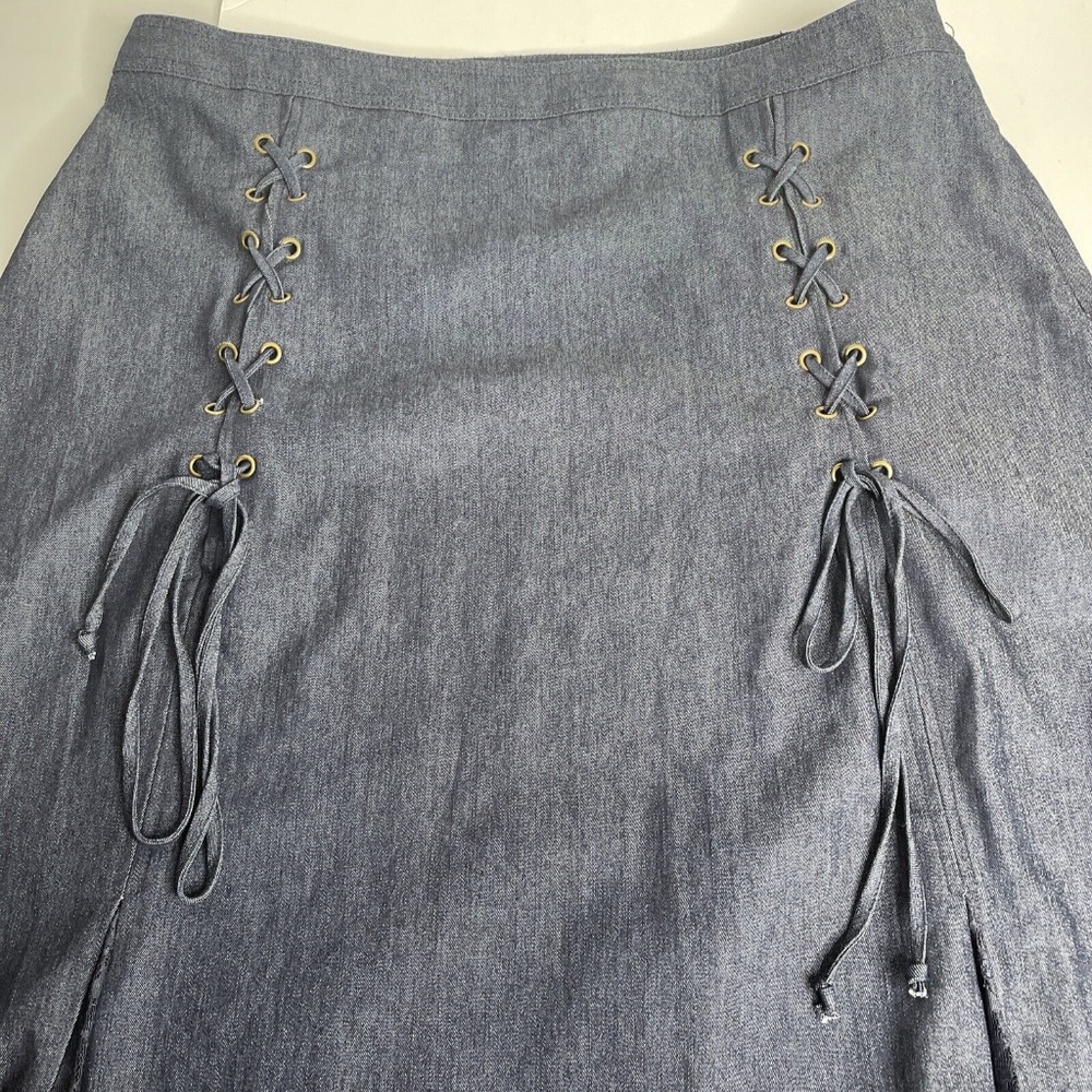 Woman’s Plus Size Dark Denim Skirt Lace & Corset Fall Size 14 W 5-0220